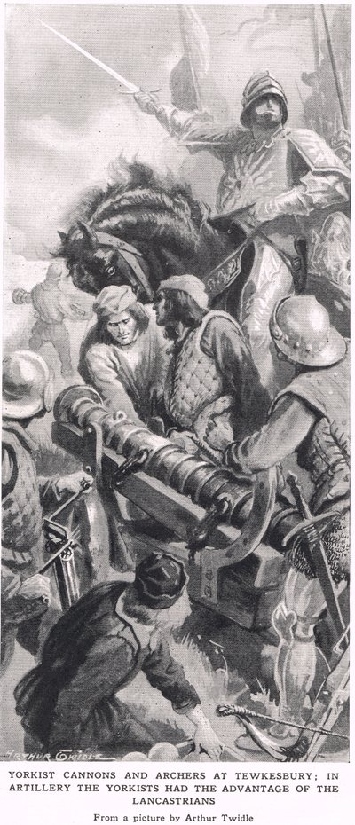 Cañones y arqueros yorkistas en Tewkesbury de Arthur Twidle